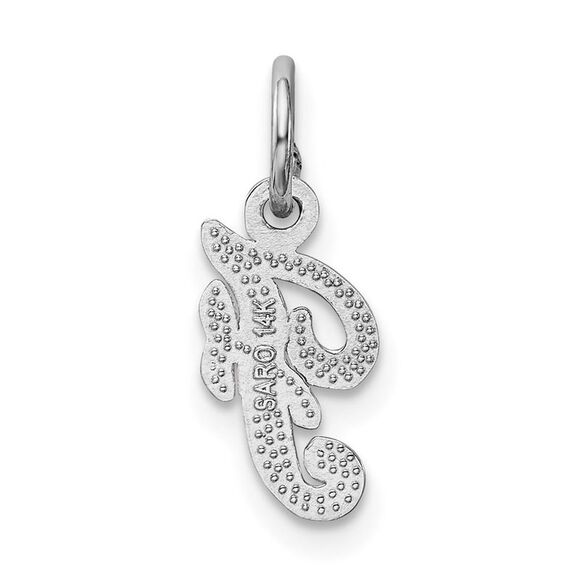 14k White Gold, Sadie Collection, Mini Satin Script Initial F Charm - Picture 3 of 6